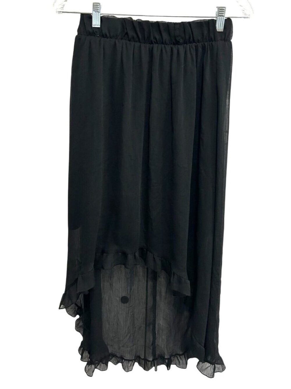 Long Black High-Low Hem Ruffled Skirt No Boundaries Size L Whimsigoth Witchy